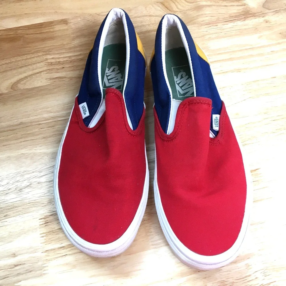Vans Colorblock Classic Slip On Sneakers 9M 10.5W‎ Red Blue Yellow